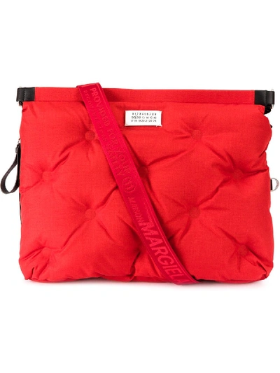 Shop Maison Margiela Quilted Messenger Bag - Red