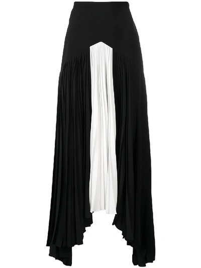 Shop Givenchy Monochrome Panel Pleated Skirt - Black