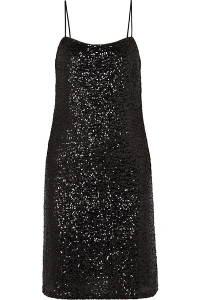 Shop Anna Sui Sparkling Nights Sequined Mesh Dress In Black