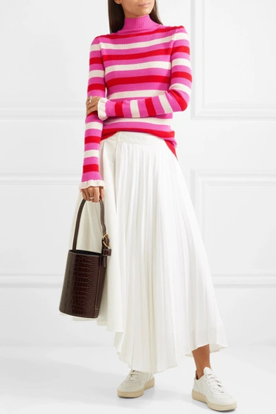 Shop Maggie Marilyn You Make Me Happy Striped Merino Wool Sweater In Pink