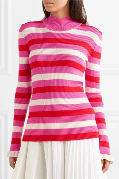 Shop Maggie Marilyn You Make Me Happy Striped Merino Wool Sweater In Pink