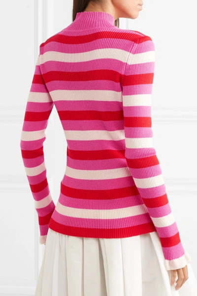 Shop Maggie Marilyn You Make Me Happy Striped Merino Wool Sweater In Pink