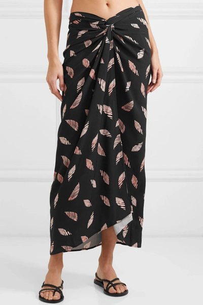 Shop Vix Seychelles Lee Printed Voile Wrap Skirt In Black