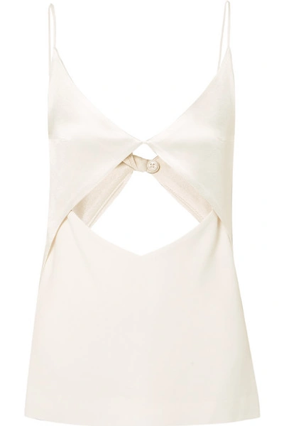 Shop Dion Lee Tessellate Cutout Satin And Grosgrain Camisole In Ivory