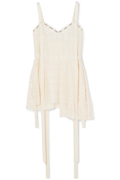 Shop Loewe Printed Cotton-blend Lace Top In Ivory