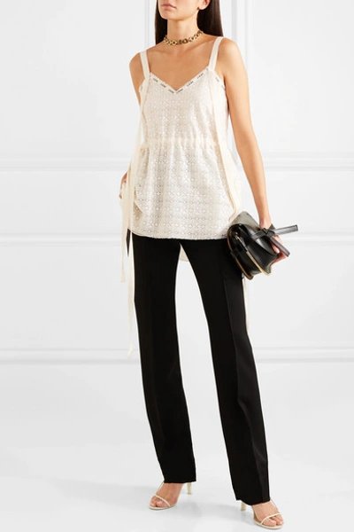 Shop Loewe Printed Cotton-blend Lace Top In Ivory