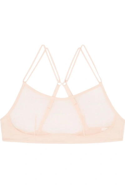 Shop Skin Oliana Stretch Organic Pima Cotton-jersey And Tulle Bra In Neutral