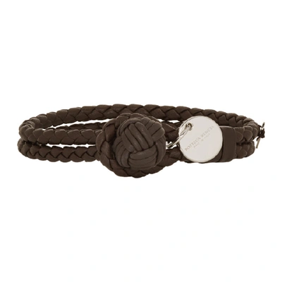 Shop Bottega Veneta Brown Intrecciato Knot Bracelet In 2006 Esprso