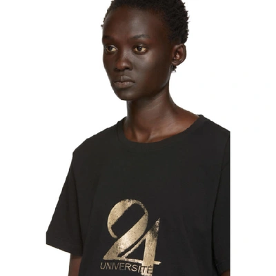 Shop Saint Laurent Black And Gold 24 Universite T-shirt In 1039 Black