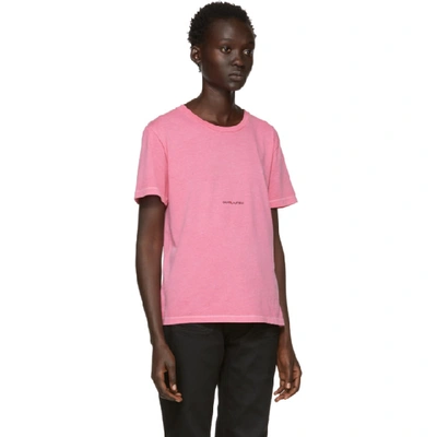 Shop Saint Laurent Pink Rive Gauche Logo T-shirt In 6469 Pink