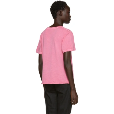 Shop Saint Laurent Pink Rive Gauche Logo T-shirt In 6469 Pink