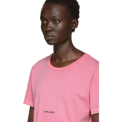 Shop Saint Laurent Pink Rive Gauche Logo T-shirt In 6469 Pink
