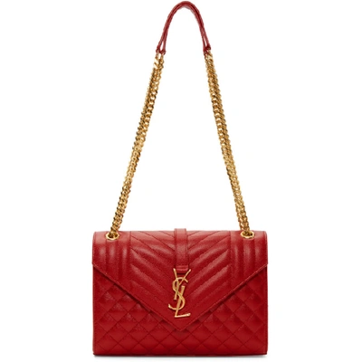 Shop Saint Laurent Red Medium Envelope Chain Bag In 6515 Red