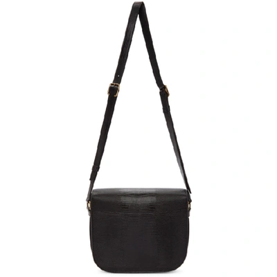 Shop Saint Laurent Black Lizard Betty Messenger Bag In 1000 Black