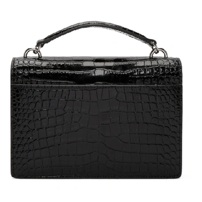 Shop Saint Laurent Black Croc Sunset Monogramme Chain Bag In 1000 Black