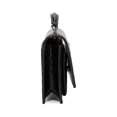 Shop Saint Laurent Black Croc Sunset Monogramme Chain Bag In 1000 Black