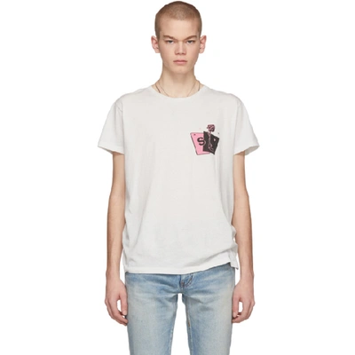 Shop Saint Laurent Ecru Gun Rose Logo T-shirt In 9083decrnor