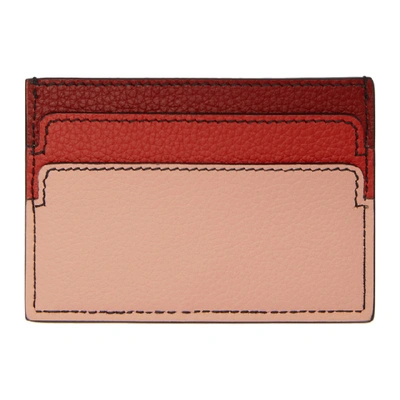 Shop Alexander Mcqueen Pink And Red Skull Card Holder In 5573 Anemon