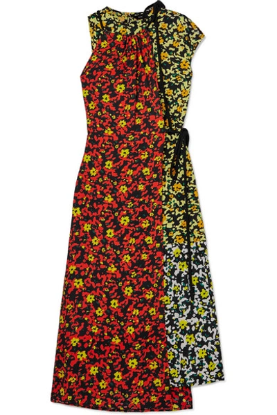 Shop Proenza Schouler Asmmetric Floral-print Georgette Dress In Red