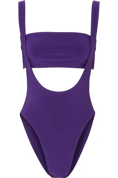 Shop Norma Kamali Suspender Marissa Bikini In Purple