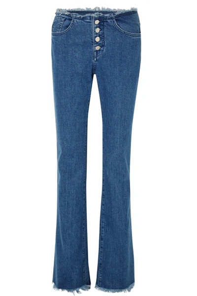 Shop Marques' Almeida + 7 For All Mankind Frayed Mid-rise Bootcut Jeans In Mid Denim