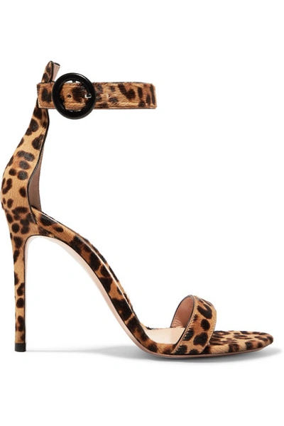 Shop Gianvito Rossi Portofino 100 Leopard-print Calf Hair Sandals In Leopard Print