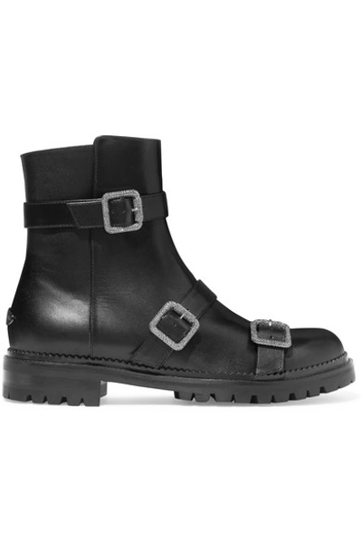 Shop Jimmy Choo Hank Embellished Leather Ankle Boots
