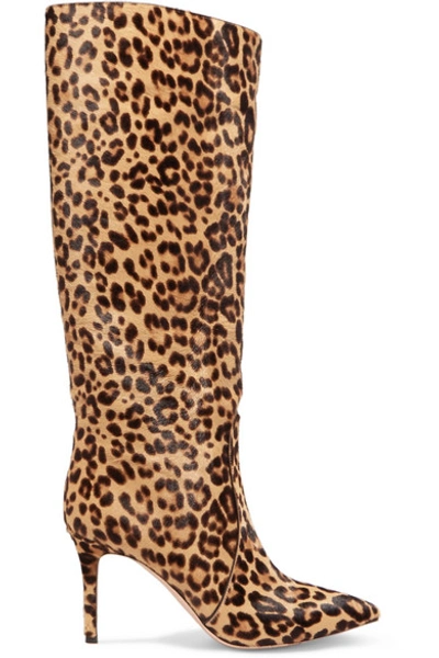 Shop Gianvito Rossi 85 Leopard-print Calf Hair Knee Boots In Leopard Print