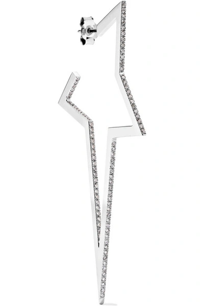 Shop Diane Kordas Large Star 18-karat White Gold Diamond Earring