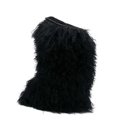 Shop Saint Laurent Black Curly Fur Leather Boot