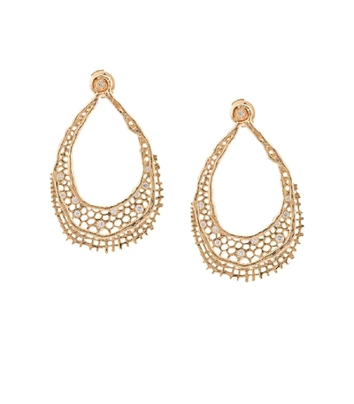 Shop Aurelie Bidermann 18kt Yellow Gold Diamond Lace Earrings