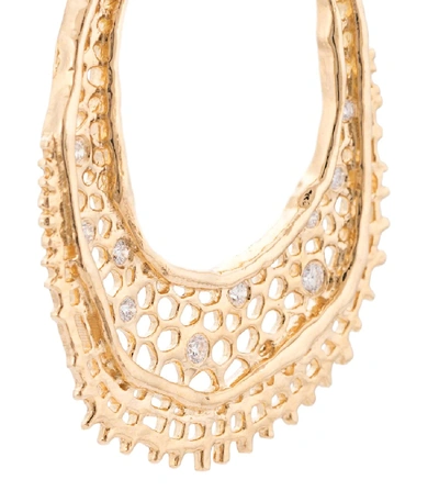 Shop Aurelie Bidermann 18kt Yellow Gold Diamond Lace Earrings