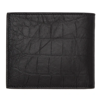 Shop Saint Laurent Black Croc Monogramme East/west Wallet