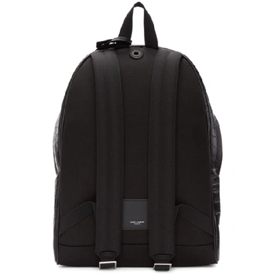 Shop Saint Laurent Black Croc City Backpack In 1000 Black