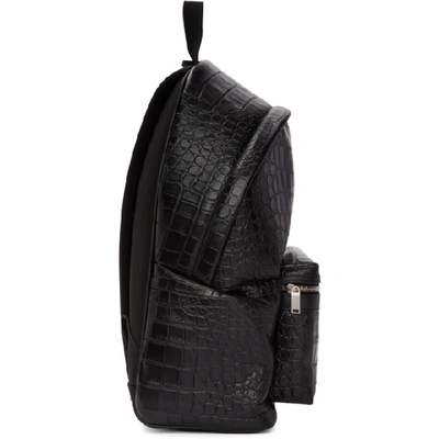 Shop Saint Laurent Black Croc City Backpack In 1000 Black