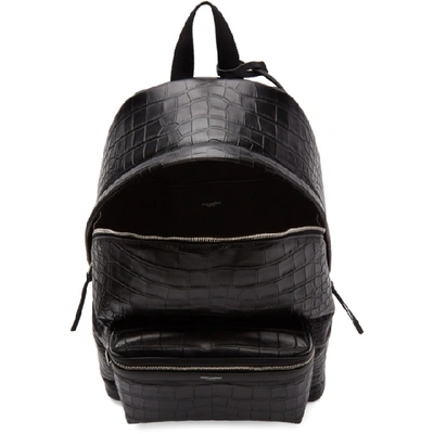 Shop Saint Laurent Black Croc City Backpack In 1000 Black