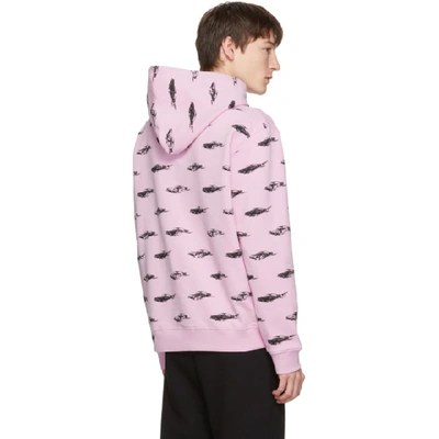 Shop Mcq By Alexander Mcqueen Pink All Over Racing Cars Clean Hoodie