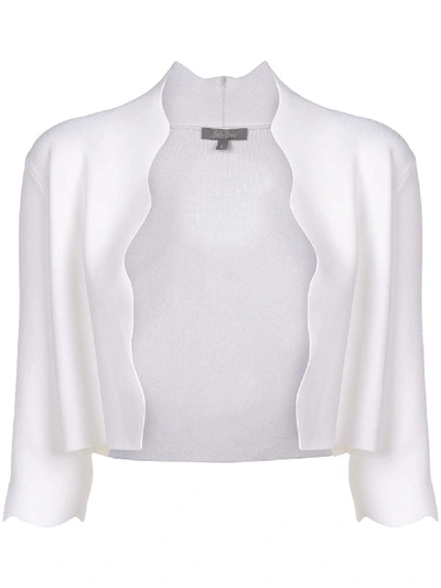 Shop Lela Rose Wave Trim Cardigan In White