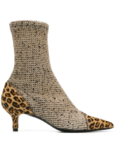 Shop Aldo Castagna Leopard Print Sock Boots - Brown