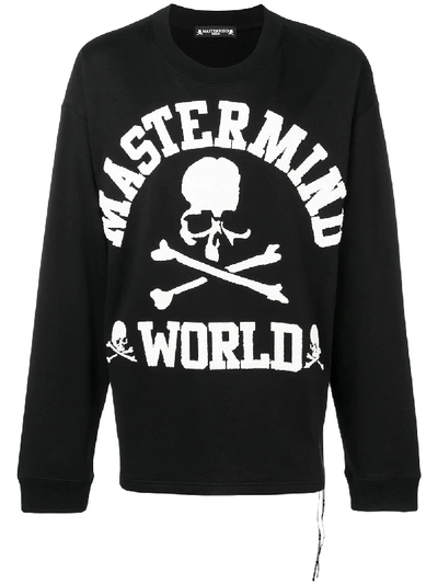 Shop Mastermind Japan Flocked Sweatshirt - Black
