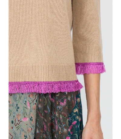 Shop Chloé Neutral Fringe Cashmere Sweater In Beige