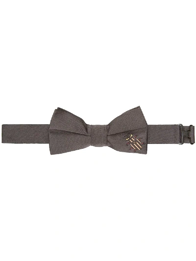 Shop Fendi Embroidered Logo Bow Tie - Grey