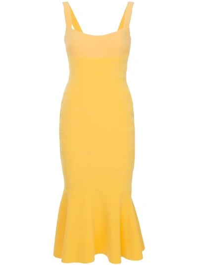 Shop Rachel Gilbert Ruffled Hem Midi Dress - Yellow