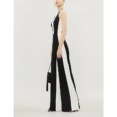 Shop Galvan Marlene Colourblocked Crepe And Satin Jumpsuit In Black White