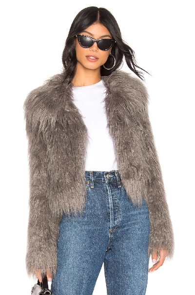 Shop Unreal Fur The Passage Of Venuss Faux Fur Jacket In Titanium Grey