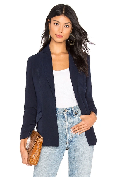 Shop About Us Kylie Ruched Sleeve Blazer In Navy.