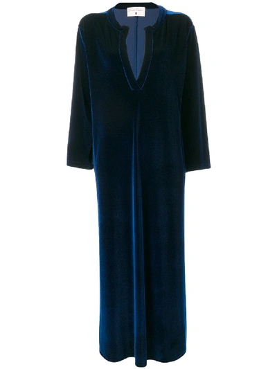 Shop Daniela Pancheri Velvet Shift Dress - Blue