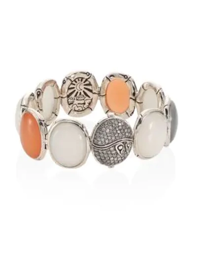 Shop John Hardy Bamboo Diamond Pavé & Multicolor Moonstone Bracelet In Orange