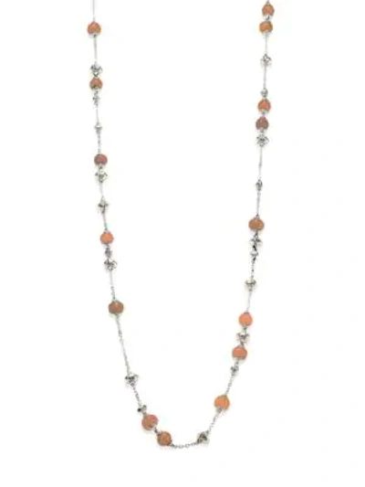 Shop John Hardy Bamboo Peach Moonstone & Sterling Silver Sautoir Necklace In Orange