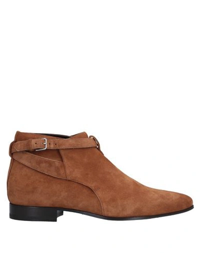 Shop Saint Laurent Man Ankle Boots Brown Size 9 Soft Leather